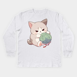 Cute Exotic Shorthair Cat Kids Long Sleeve T-Shirt